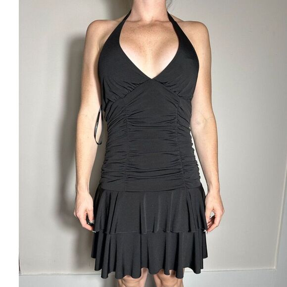 My Michelle Dresses & Skirts - Vintage y2k Black Halter Ruffled Mini Dress Size Medium